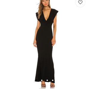 X REVOLVE Norma Kamali V Neck Rectangle Gown in Black BNWT